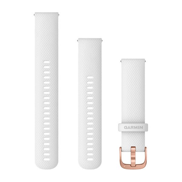 Quick Release Bands (20 mm), White with Rose Gold Hardware — Garmin.com product image