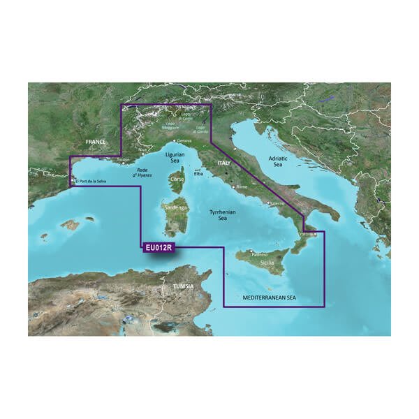 microSD™/SD™ card: HXEU012R - Mediterranean Sea, Central-West — Garmin.com product image