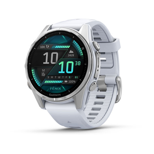 f?nix® 8 – 43 mm, AMOLED, Silver with Whitestone Silicone Band