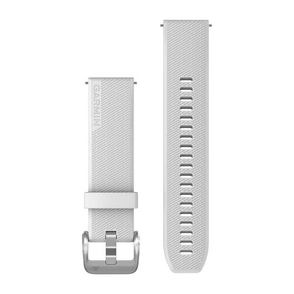 Quick Release Bands (20 mm), White with Polished Silver Hardware — Garmin.com product image