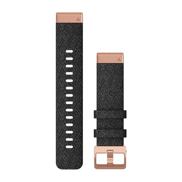 QuickFit® 20 Watch Bands, Heathered Black Nylon with Rose Gold Hardware — Garmin.com product image