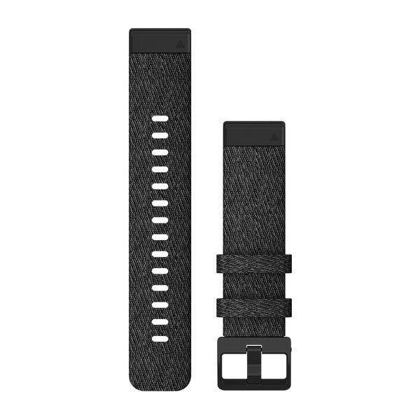 QuickFit® 20 Watch Bands, Heathered Black Nylon with Black Hardware — Garmin.com product image
