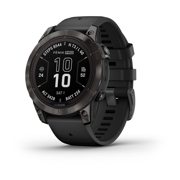 f?nix® 7 Pro – Sapphire Solar Edition, Carbon Gray DLC Titanium with Black Band