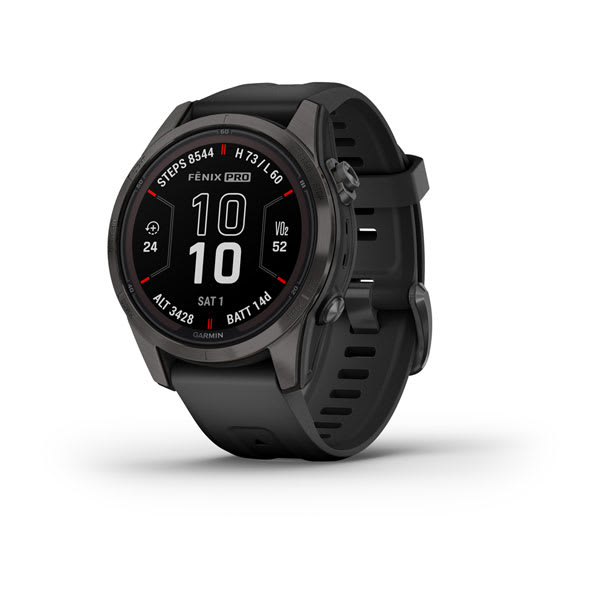 f?nix® 7S Pro – Sapphire Solar Edition, Carbon Gray DLC Titanium with Black Band
