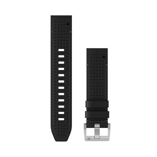 QuickFit® 22 Watch Straps, Leather/FKM Hybrid Strap, Black/Green