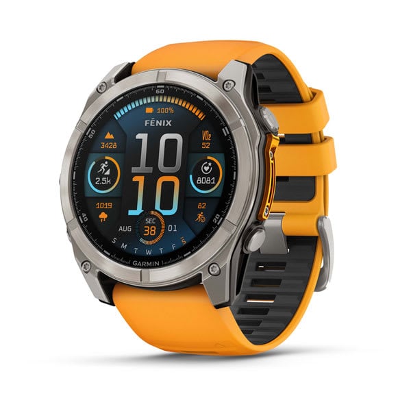 fēnix® 8 – 51 mm, AMOLED, Sapphire, Carbon Gray DLC Titanium with Black/Pebble Gray Silicone Band