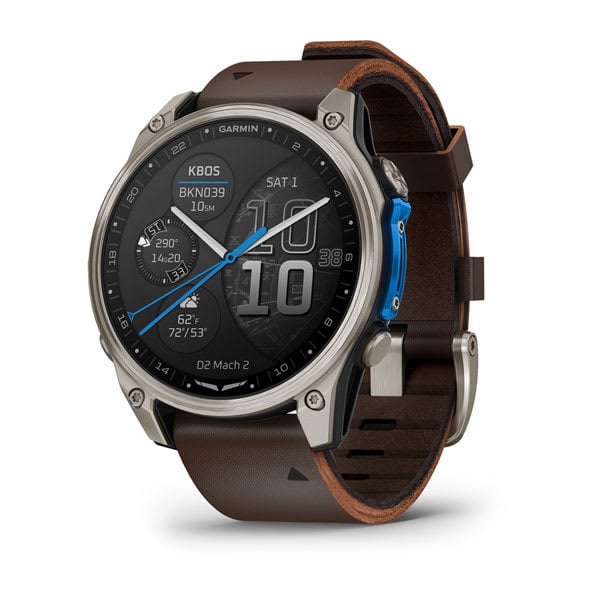 Garmin D2™ Mach 2 – 47 mm, Titanium with Oxford Brown Leather Band