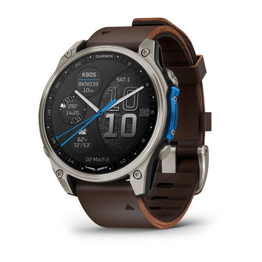 Garmin D2™ Mach 2 – 47 mm, Titanium with Oxford Brown Leather Band