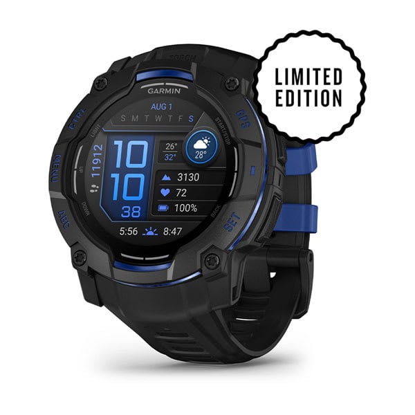 Instinct® 3 – 50 mm, AMOLED, Black with Black/Bolt Blue Band
