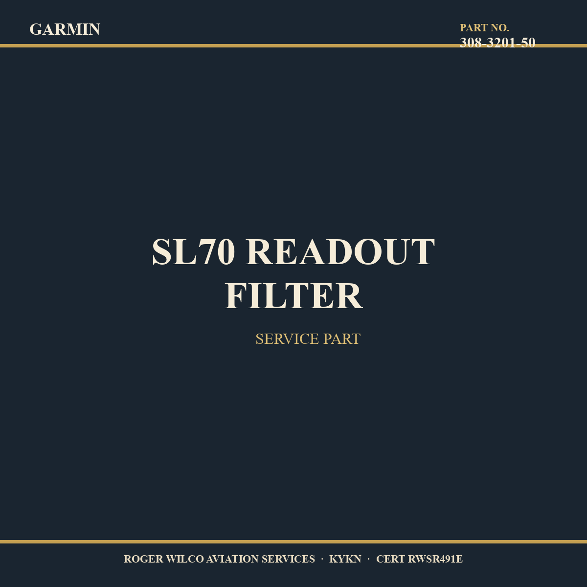 SL70 READOUT FILTER — 308-3201-50 — Garmin service part
